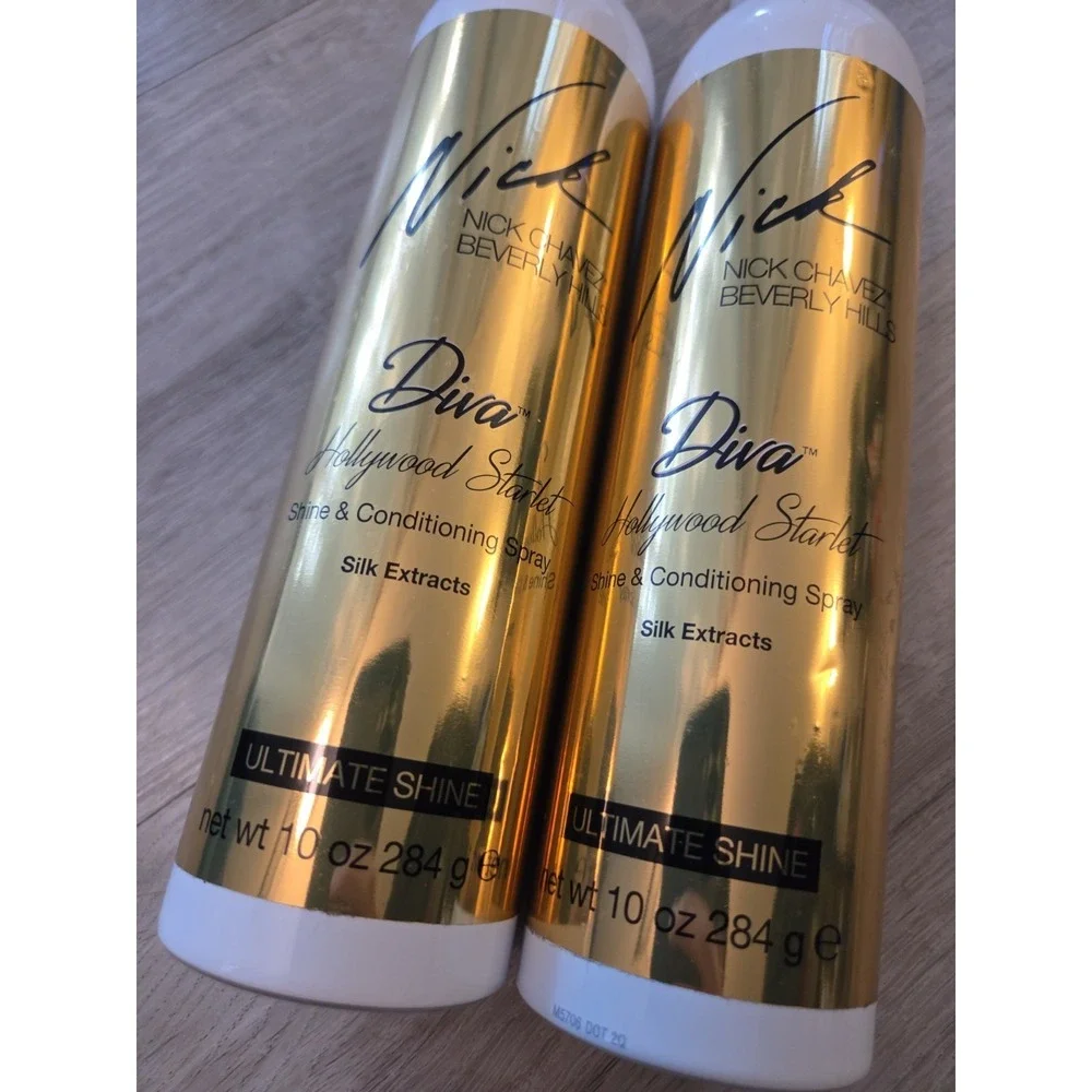 Nick Chavez Hair Spray Ultimate Shine Conditioning Silk Extracts Diva 2 Pack